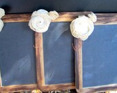 Set of Three Antique Distressed Vintage Rustic Shabby Chic Large 7x10 Framed Chalkboards With Flowers Menu Message  Photo Prop Wedding Signs