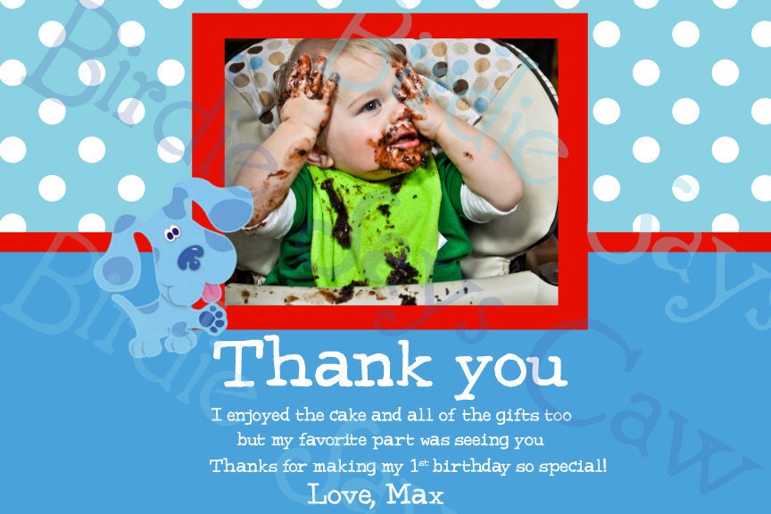Custom Printable Blues Clues Birthday Thank You