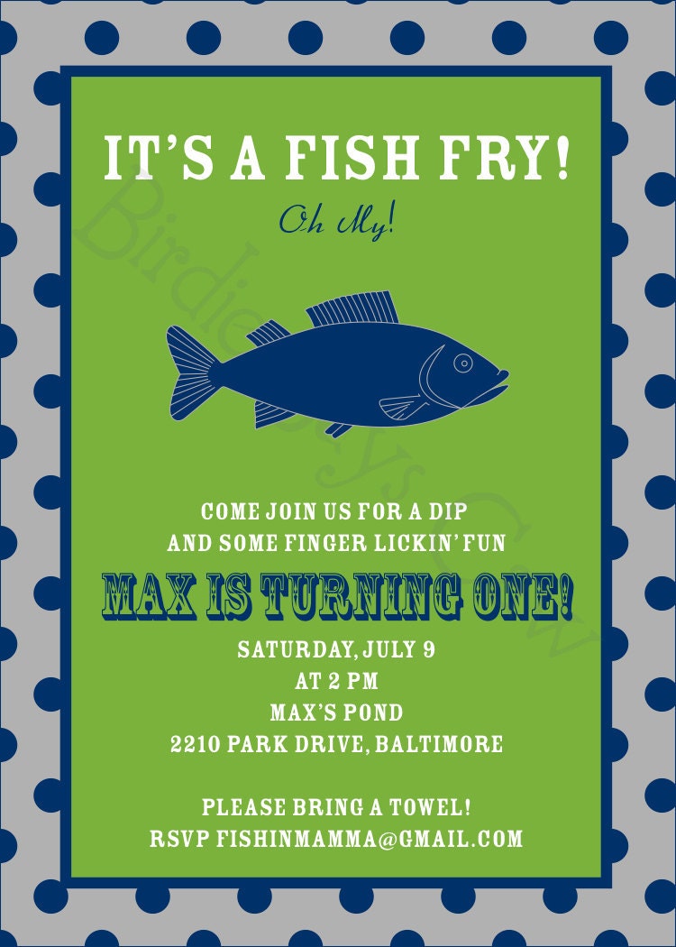 Fish Fry Invitation (Birthday, Baby Shower, Engagement, Rehearsal) Printable Custom Preppy