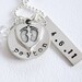 New Baby - New Mom Necklace - Personalized Name Birth Date - Baby Feet Heart Charm - Sterling Silver - Birthstone