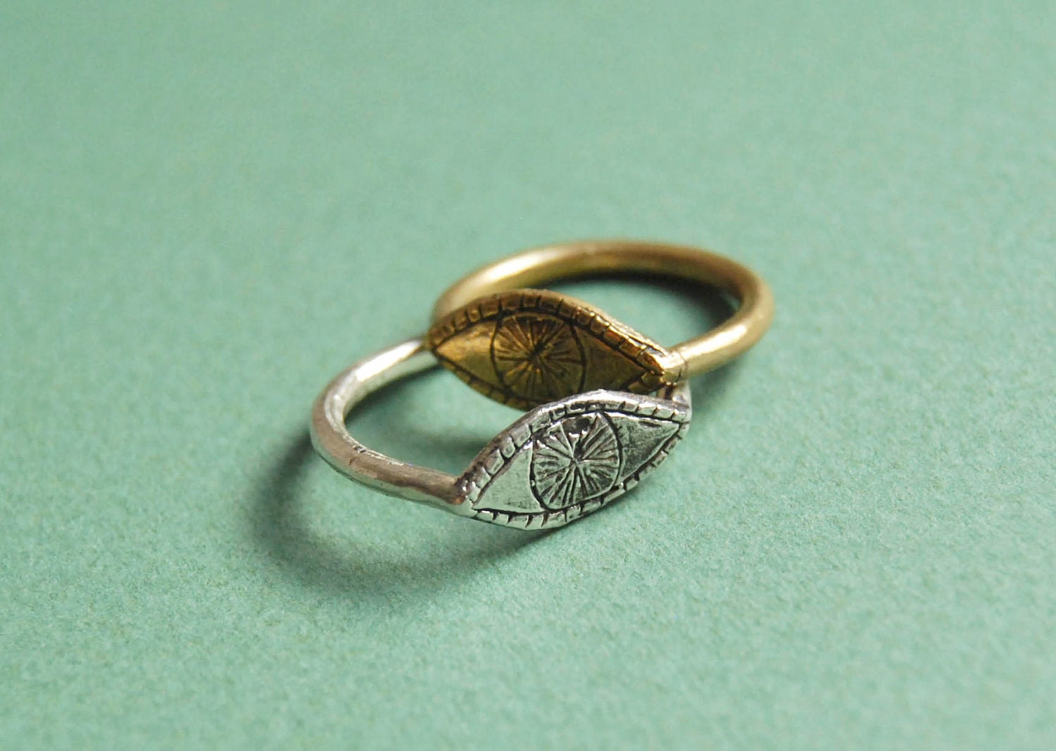 Golden watchful eye ring
