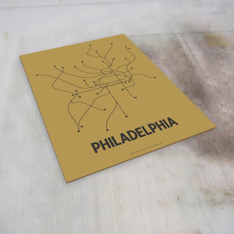 Philadelphia Lineposter Sm Screen Print - Ochre/Dark Gray