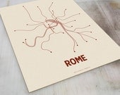 Rome Lineposter Screen Print - Newsprint/Maroon