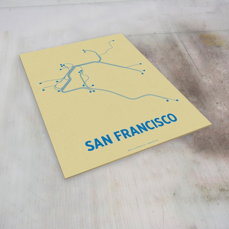 San Francisco Lineposter Sm Screen Print - Cement/Blue