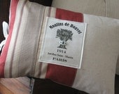Farmhouse Decor - Decorative Pillows, Red Pillows, Accent Pillows, Burlap, Farmhouse, French Country
