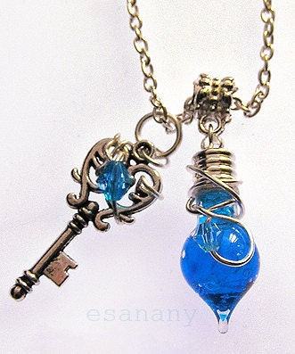 Mana Potion - Vibrant Blue Potion - Silver Vial Necklace