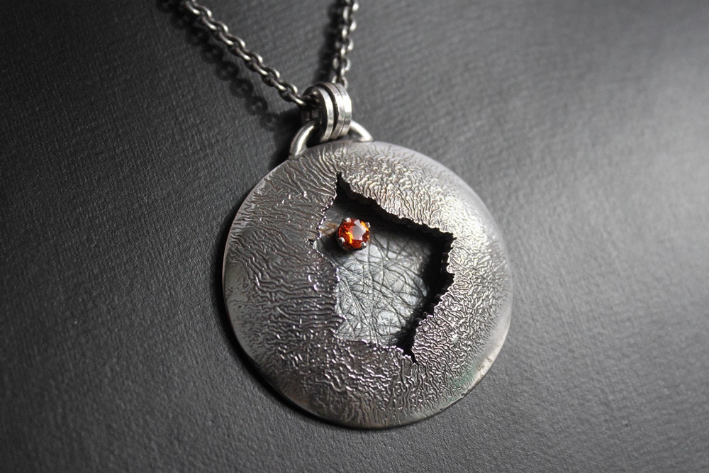 Sunshine thru darkness / Sterling silver reticulated necklace