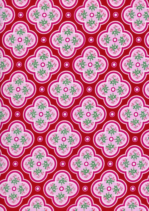 Red and Pink Medallions LAMINATED coated vinyl fabric yardage fabric WIDE BPA free