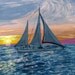 Wispy Sail at Sunset Original Acrylic Painting