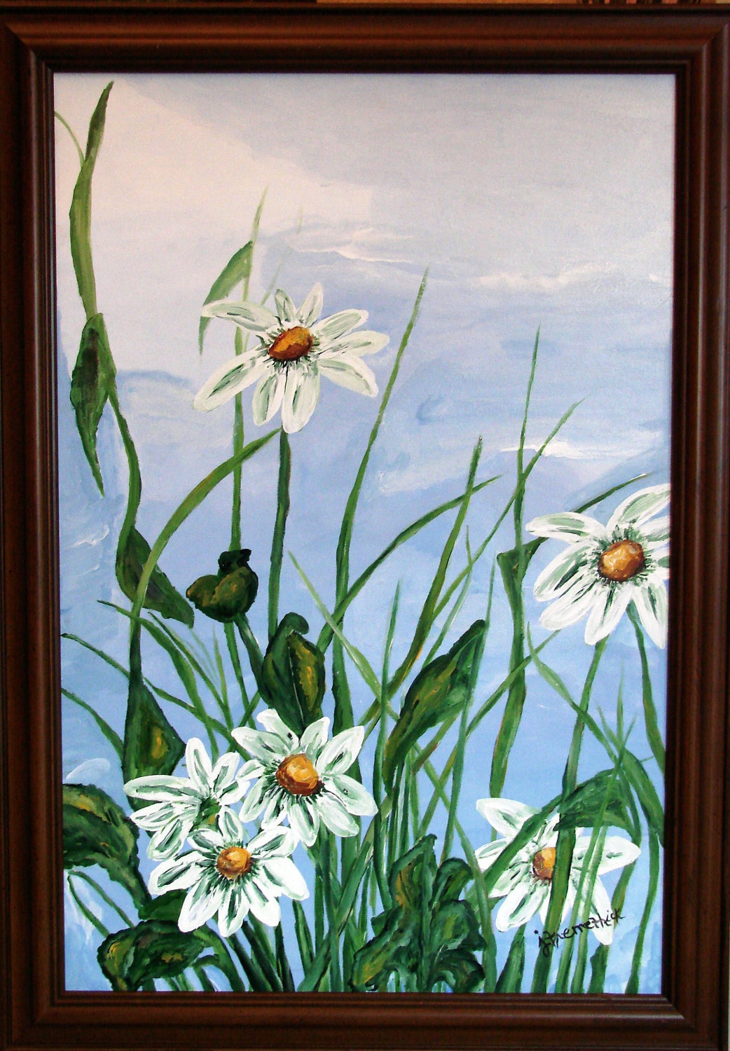 REDUCED A field of Daisies Original, Acrylic Painting