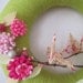 Spring Bloom Yarn Wreath - Origami Crane Pink Felt Flower 12"