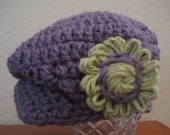 Girl's Donegal Cap in Purple (Newborn to 3 months) -Ready to Ship -