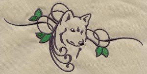 Filigree Wolf Embroidered Flour Sack Hand/Dish Towel