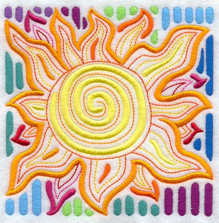 Mola Sun Embroidered Flour Sack Hand Towel