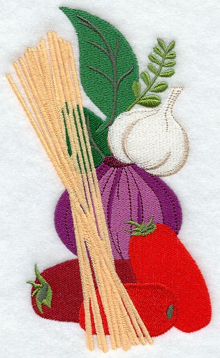 Pasta Stack Embroidered Flour Sack Hand/Dish Towel