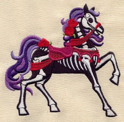 Haunted Skeleton Carousel Horse Embroidered Flour Sack Hand/Dish Towel