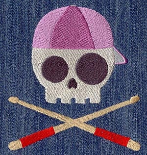 Drummer Skully Embroidered Flour Sack Hand/Dish Towel