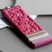 Magenta stripes necklace - statement jewelry