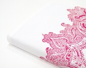 Cotton anniversary gift for her, red white paisley Moleskine cover for large planner or journal 5 x 8 inch or 21 x 13 cm