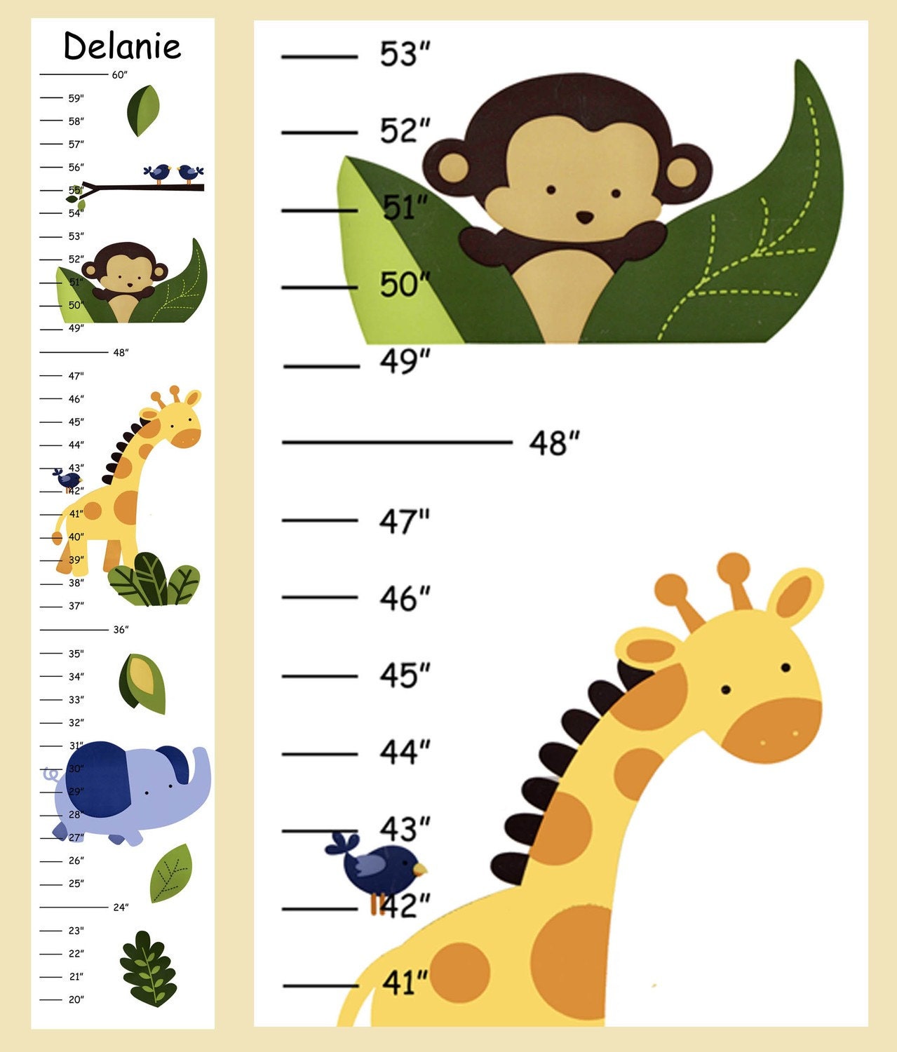 Personalized Gift Set Jungle 123 Growth Chart & Night Light