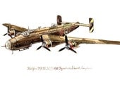 Halifax MK III Bomber, vintage watercolor print 8x10"