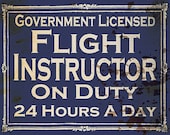 Flight Instructor on Duty vintage print, Large 11x14"