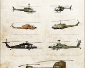 16x20 Army Aviation Helicopters giclee print, top rotary aircraft