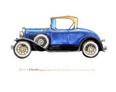 Ford Model A Roadster, vintage automobile watercolor print, 8x10"
