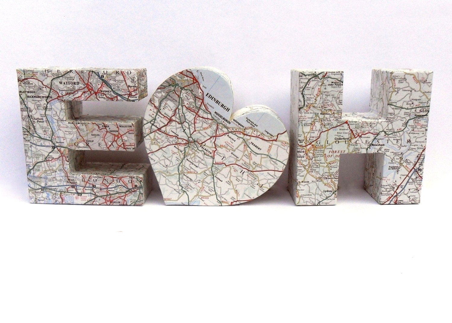 Heart Shape and Any Two Letters Custom Display Ornament Vintage Personalized Wedding Gift