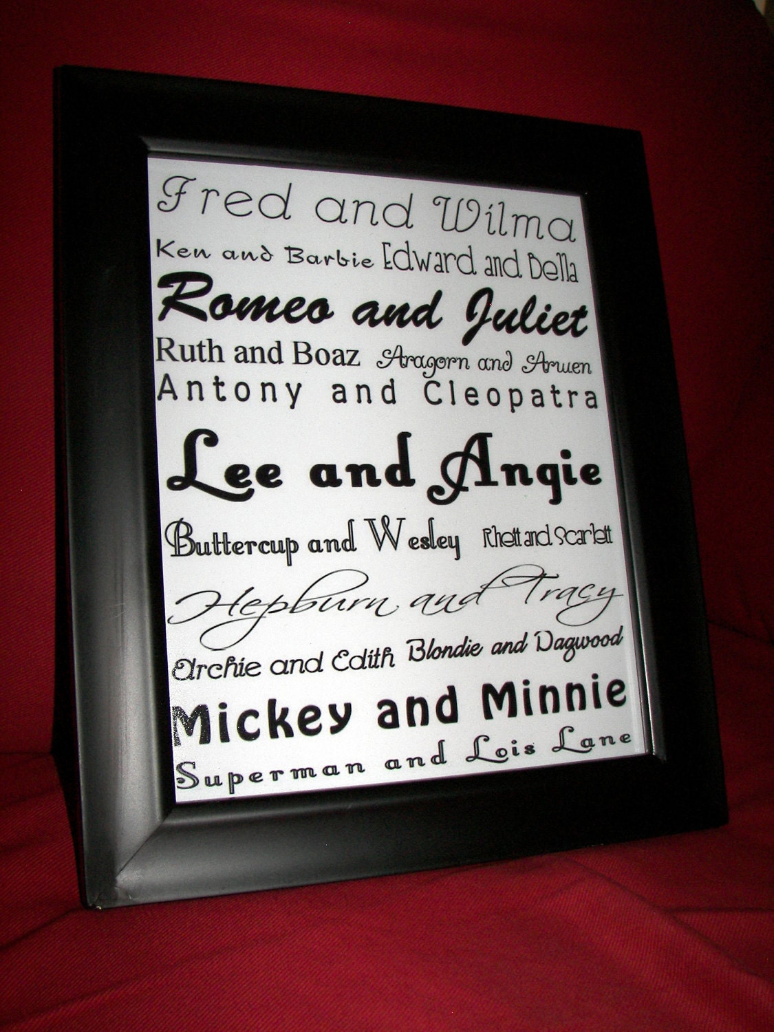 Last Minute Gift Personalized Couple Word Art "Good Company-Classic" Wedding Gift Anniversary Valentine Sweetheart