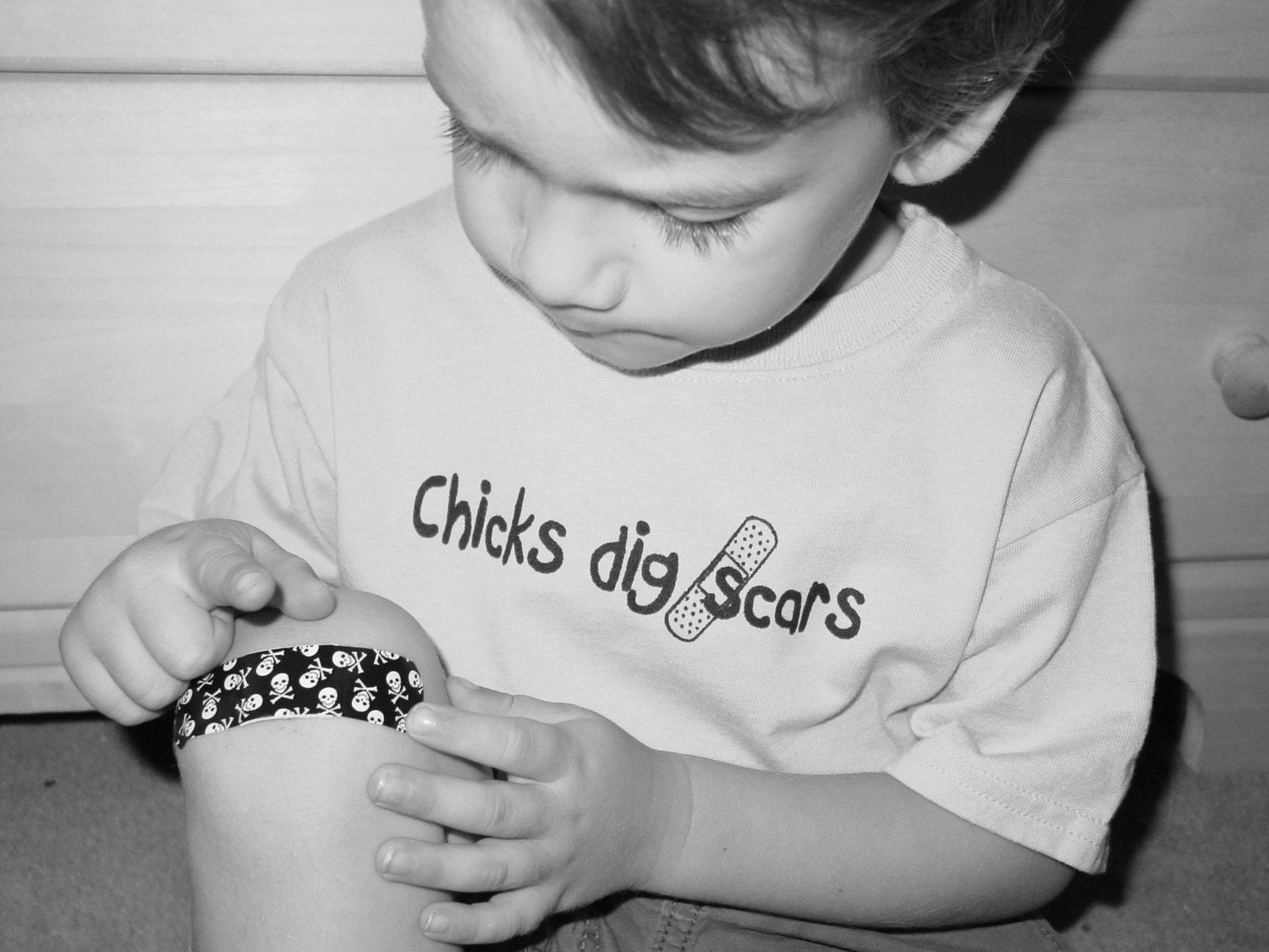 Hand screen printed Chicks Dig Scars toddler t shirt