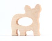 natural teether - FRENCH BULLDOG - organic wooden teething toy, eco friendly imagination play for infant, baby, toddler