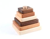 wooden STACKING TOY - all natural heirloom wood stacker with homegrown organic finish, montessori learning ideal for size, pattern, color
