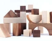 20-piece hardwood BUILDING BLOCKS - all natural wooden toy set, an heirloom gift for montessori baby, toddler, or preschooler