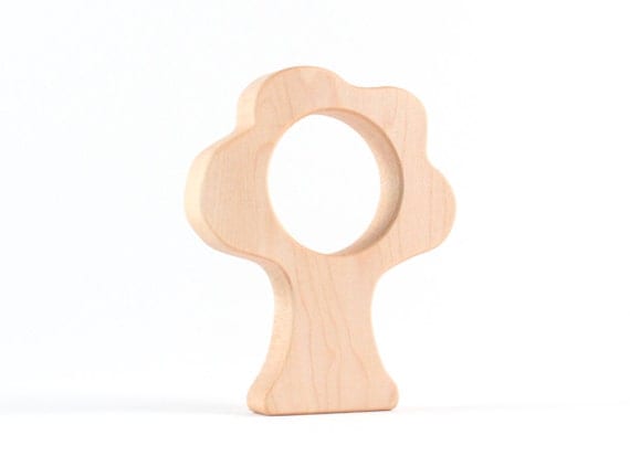 natural tree TEETHER toy - an organic wooden toy - easy to grasp, silky smooth and safe