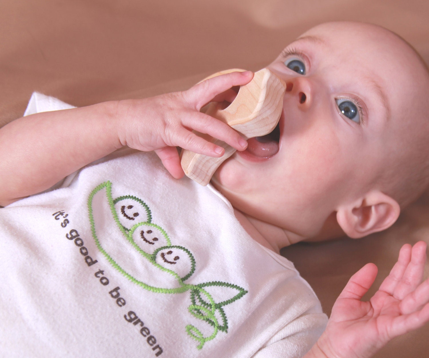 natural teether - FRENCH BULLDOG - organic wooden teething toy, eco friendly imagination play for infant, baby, toddler