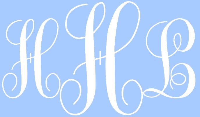 11.5" x 18" Custom Vinyl Monogram Decal with Monogram Letters Widened