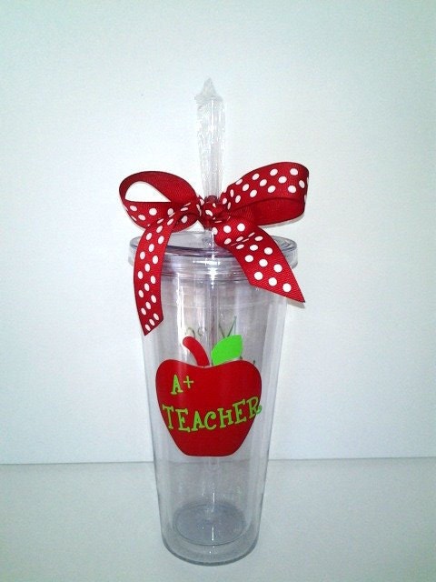 20 Ounce Insulated Tumbler with Straw for Teacher Gift - Personalized with Teacher's name