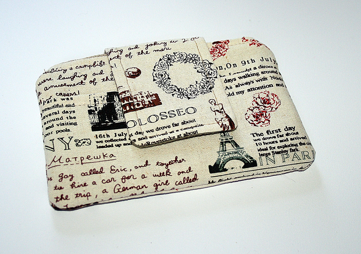 Paris travel journal  - Zip up Coin Purse / Wallet / Phone Case