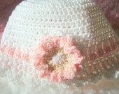 White and Pink Cotton Hat