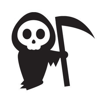Cute Death Skull Decal- Vinyl Sticker- For Car Windows,  Laptops, Walls etc.