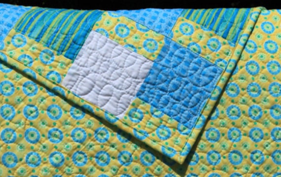 COOL OCEAN BREEZES - table topper or lap quilt in crisp, contemporary colors/original design/ free domestic shipping