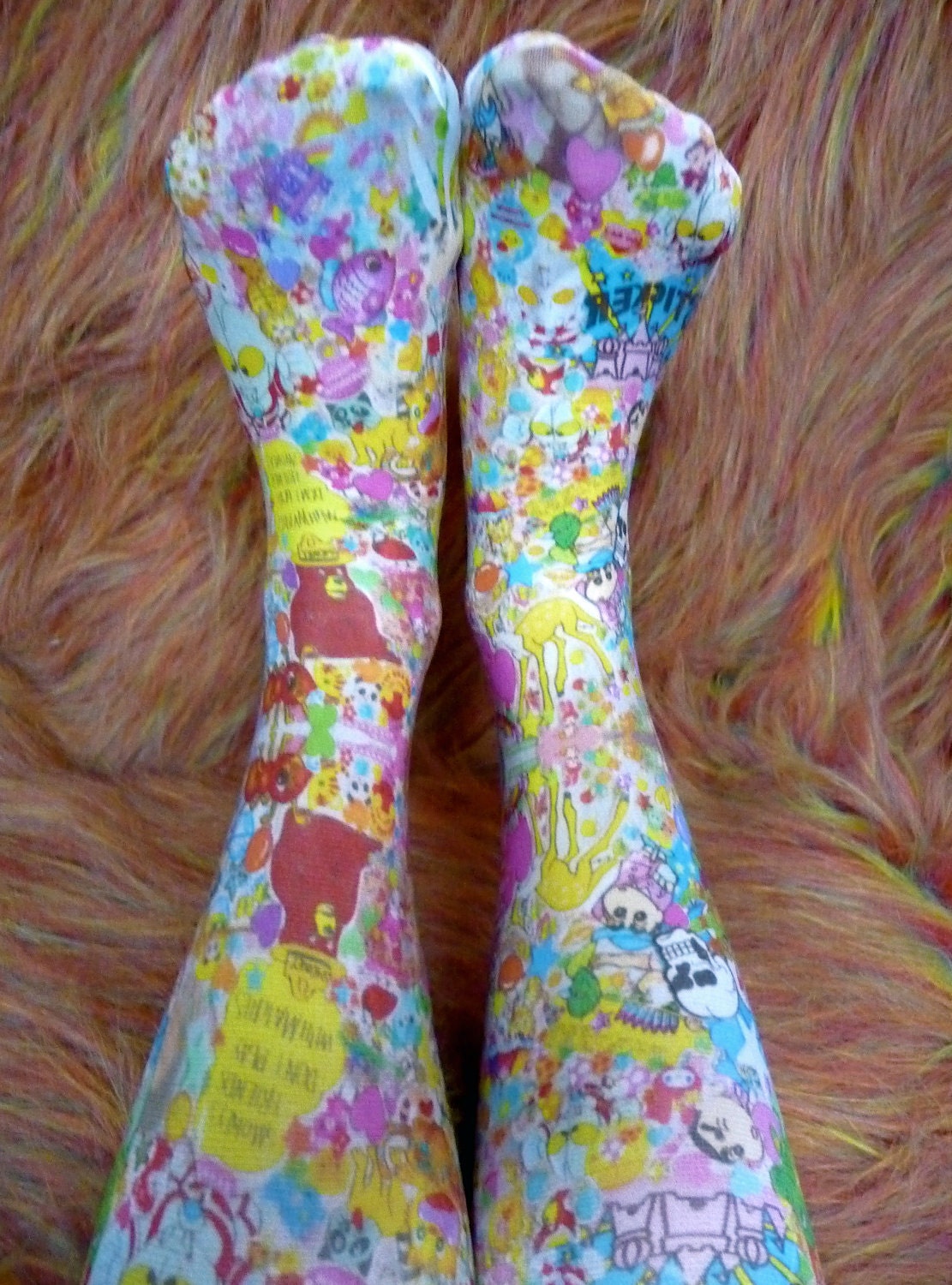 stickers all over print tights