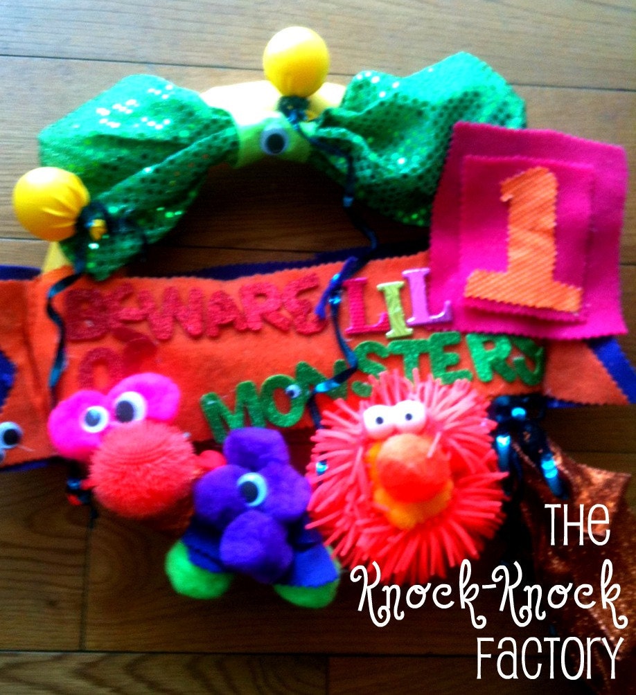 Girls Little Monster Party- Wreath