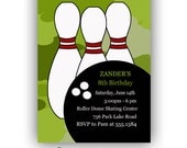 Bowling Boy  Camo Digital Custom Invitation Card