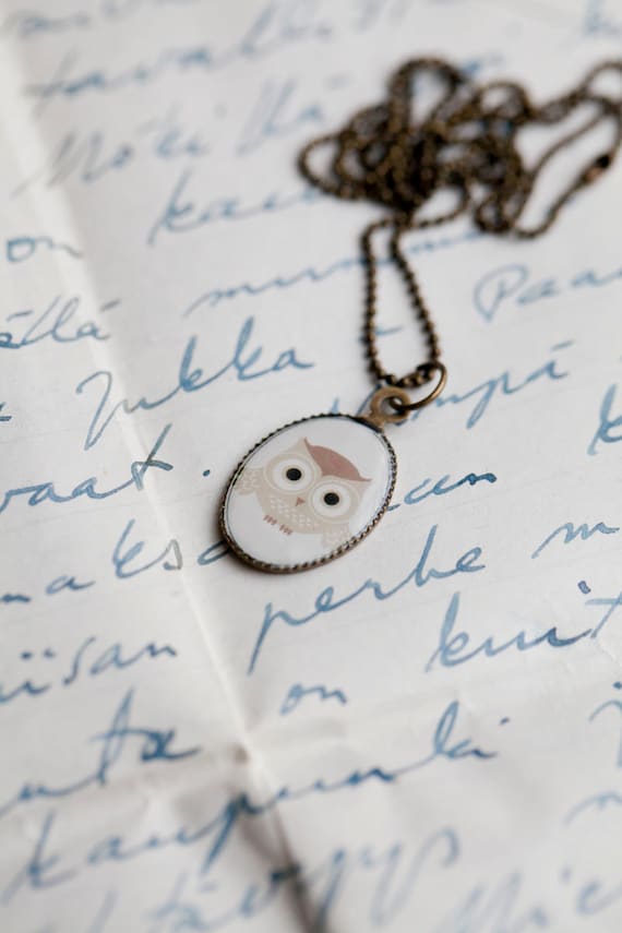 Owl Necklace . Ball chain. Adorable .