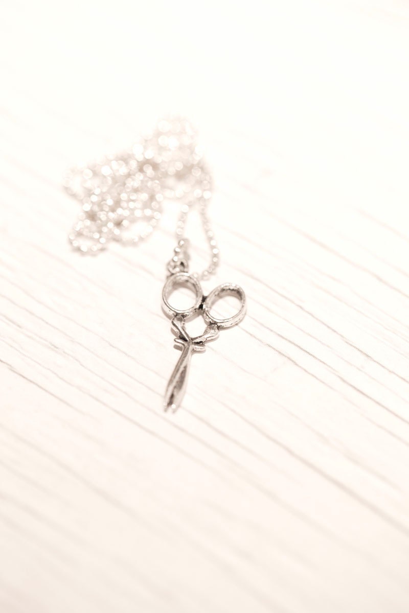 Scissors Necklace . Bali Silver . Ball chain. Gift. Mother's day