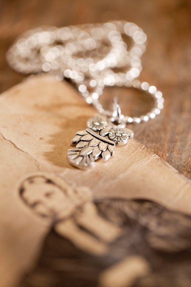 Owl Pendant . Ball chain. Small & Cute . Gift