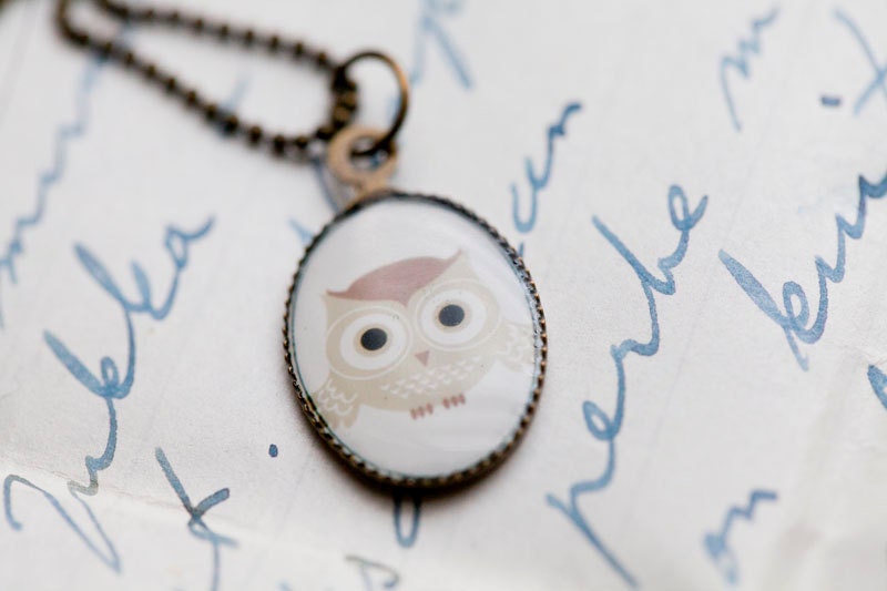 Owl Necklace . Ball chain. Adorable .