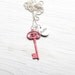 Dark pink Key Necklace . Purity . Ball chain . Hand painted . Mother's day